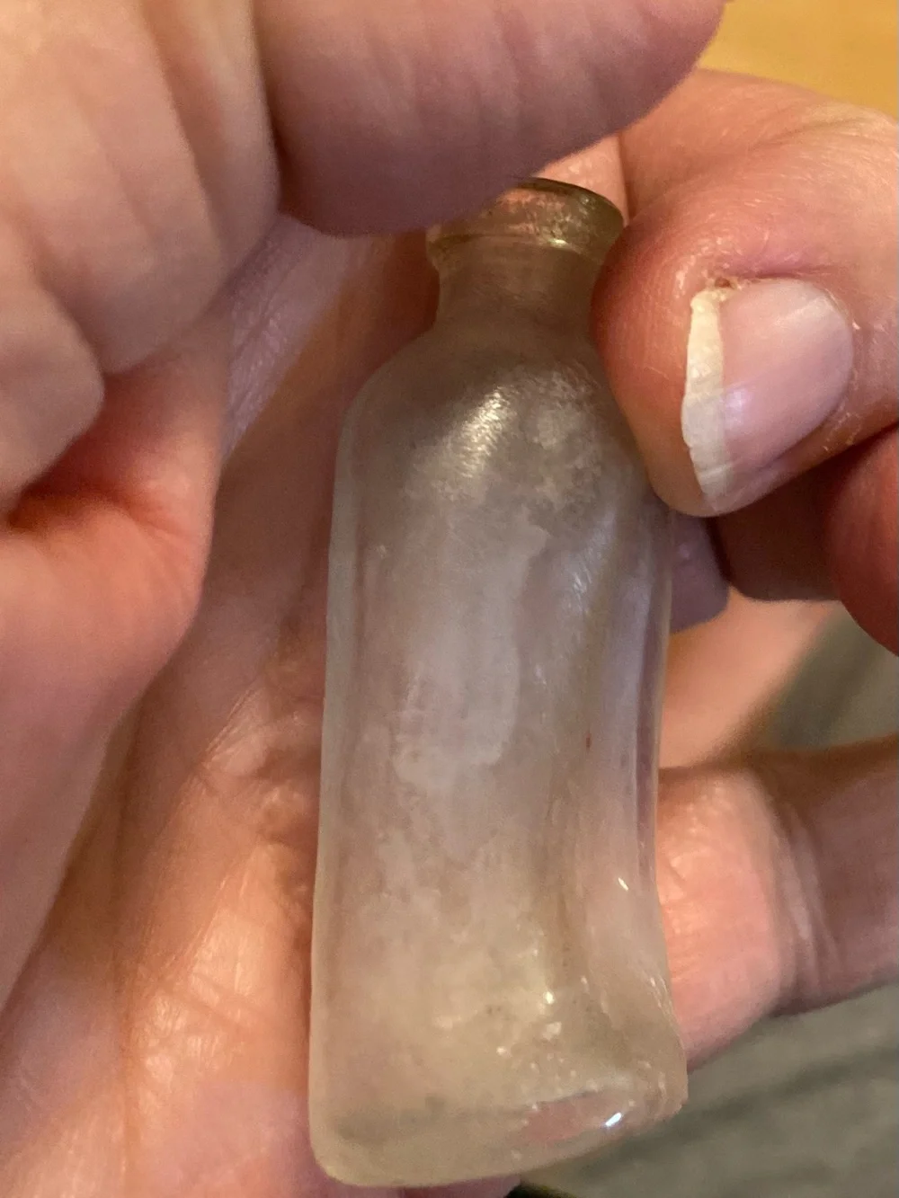 Very rare shaped antique medicine bottle 2 inches tall